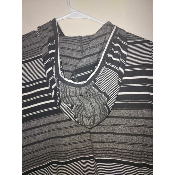 Vans Men's Hooded Shirt Large Long Sleeve Pullover Skater Striped Black Gray - Picture 5 of 6